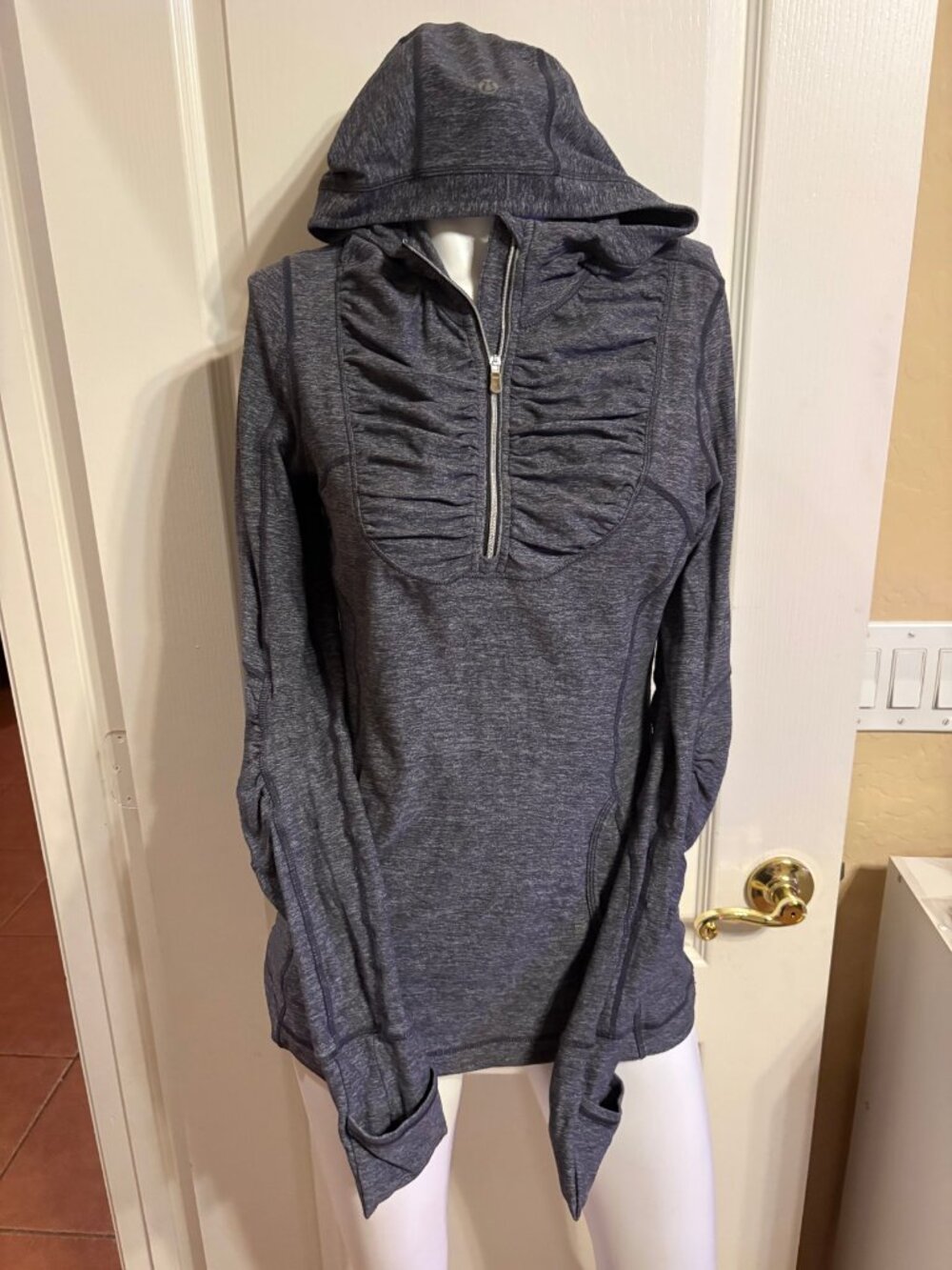 Lululemon Hooded Half-Zip Pullover Heathered Blue Gray Size 6